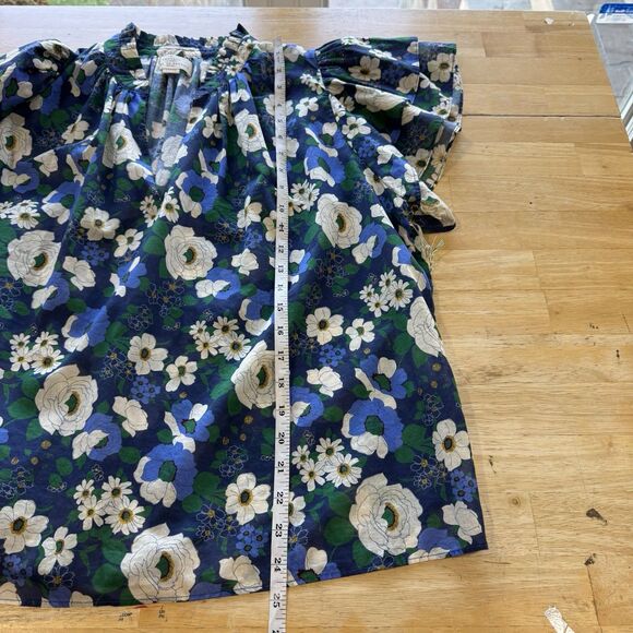 Trovata Birds of Paradise Clover Blouse Rosa Blanca Blue Lux Lightweight Large - Picture 9 of 12